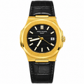 Luxury Gold-Tone Quartz Watch for Men – Black & Blue Dial, Premium Leather Strap | AAA Master Copy