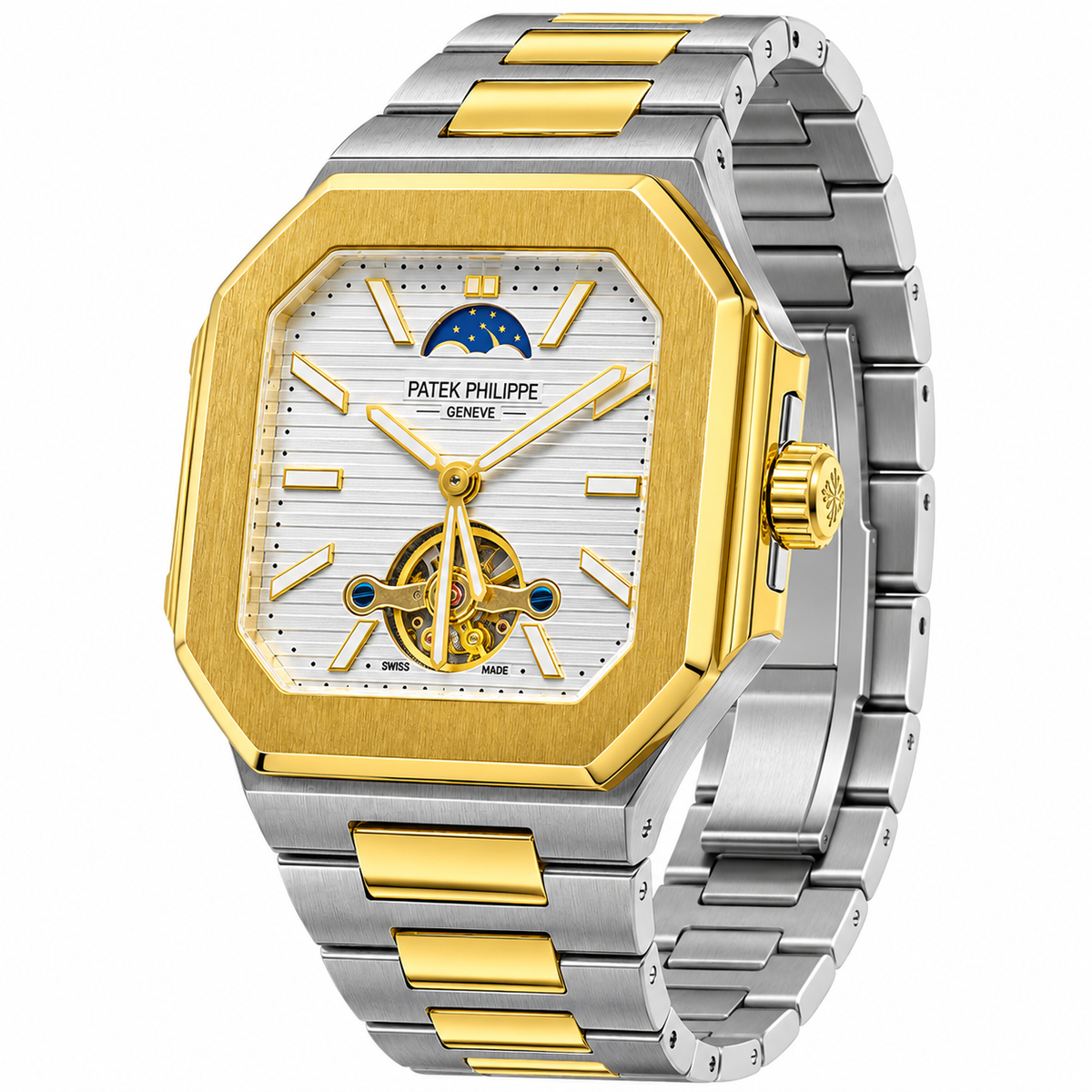 Patek Philippe Inspired Two-Tone Gold & Silver Skeleton Watch – AAA Master Copy