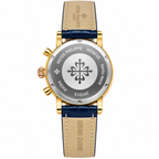 Luxury Gold-Tone Chronograph Watch with Navy Blue Leather Strap – AAA Master Copy