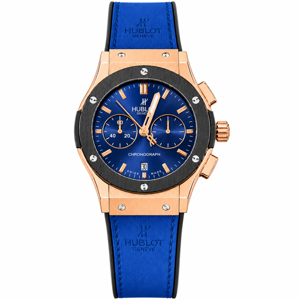 Hublot Classic Fusion Chronograph Automatic Leather Rubber Strap Watch