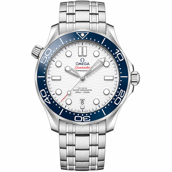 Omega Seamaster Diver 300M White Dial Blue Ceramic Bezel