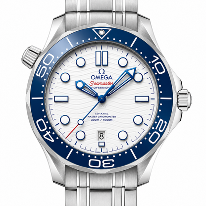 Omega Seamaster Diver 300M White Dial Blue Ceramic Bezel