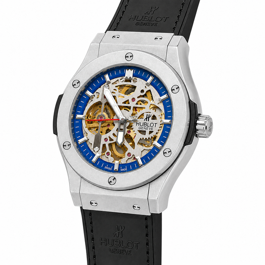 Hublot Classic Fusion Aerofusion Skeleton Rubber Leather Strap Watch