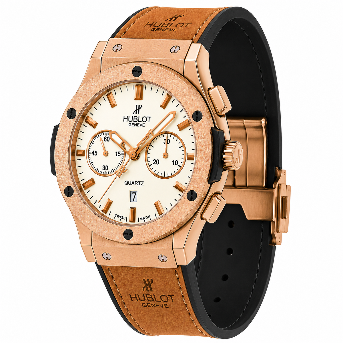 
                              Hublot Classic Fusion Chronograph Quartz Leather Strap Watch
                            