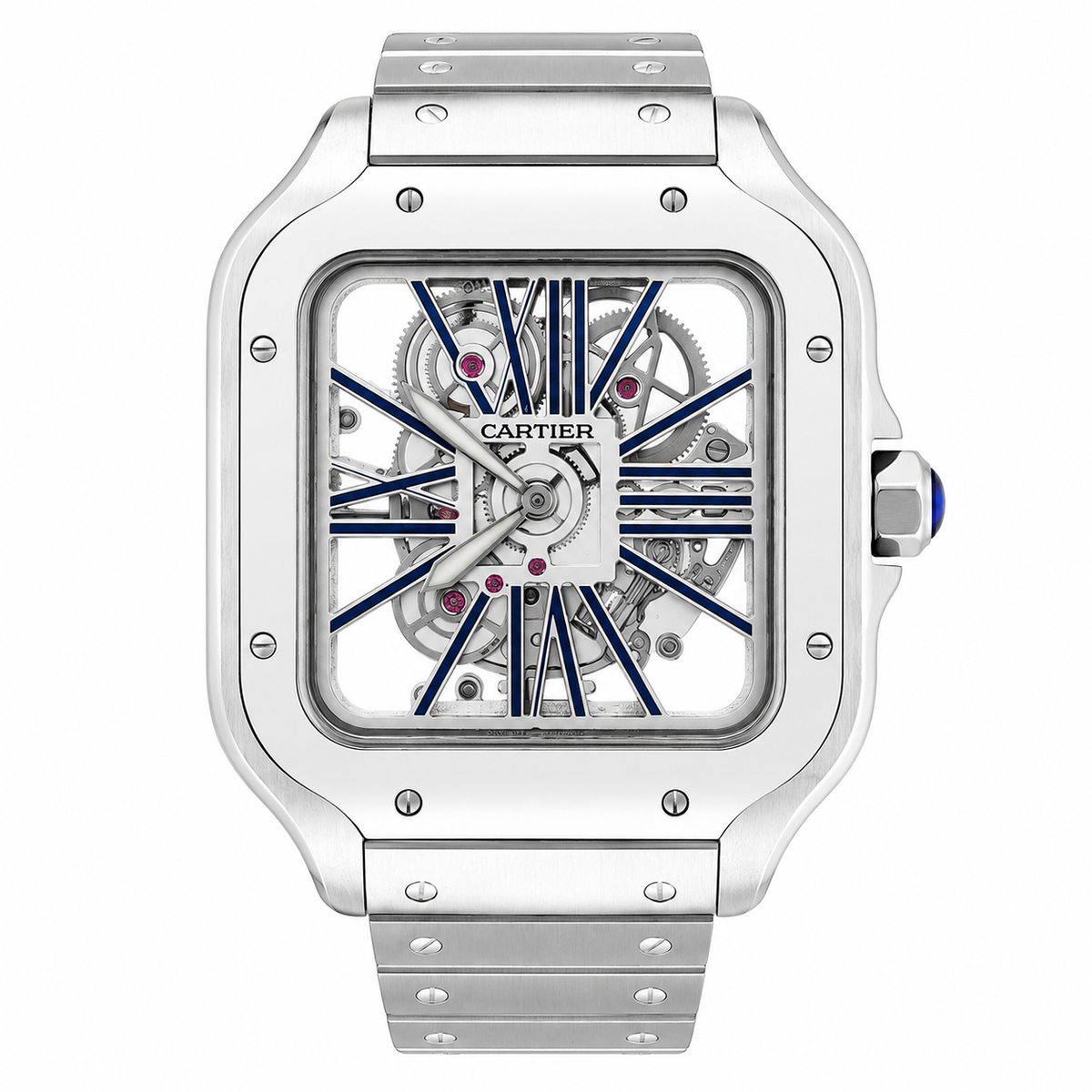 
                              Cartier Santos Skeleton Stainless Steel Automatic Watch
                            