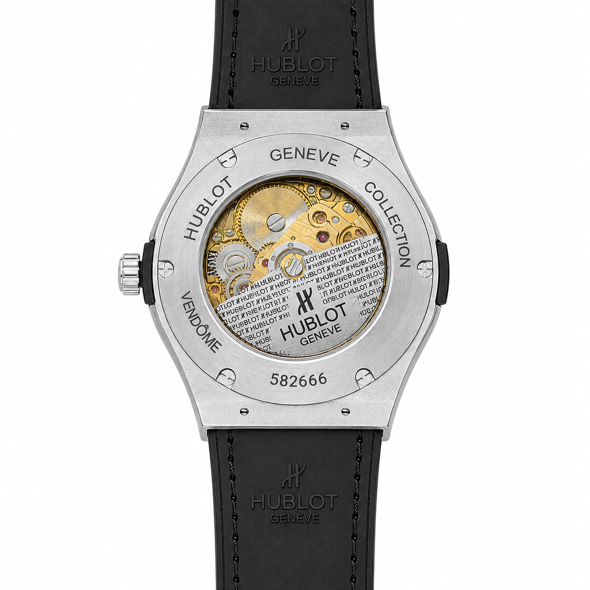 Hublot Classic Fusion Aerofusion Skeleton Rubber Leather Strap Watch