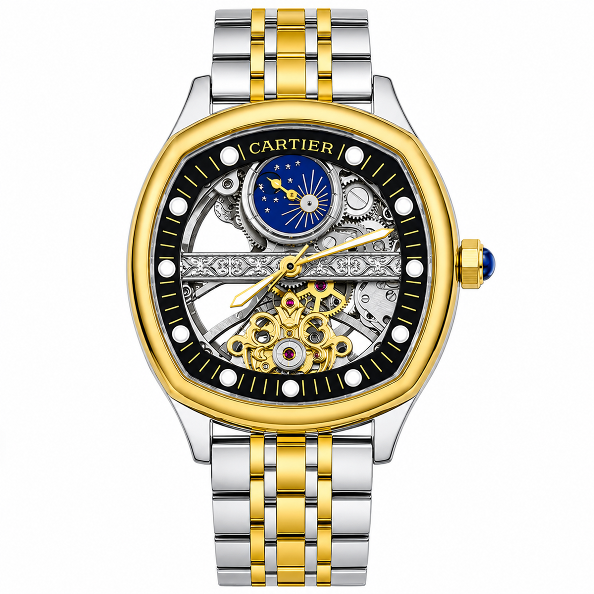 
                              Cartier Skeleton Sun & Moon Automatic Two-Tone Watch
                            
