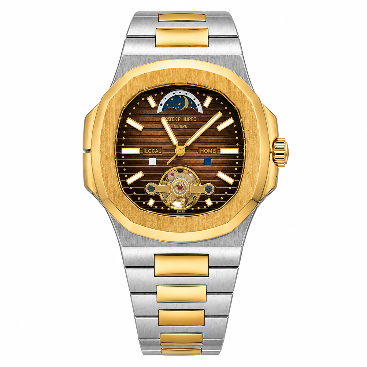 
                              Patek Philippe Nautilus Travel Time Tourbillon Two-Tone Automatic Watch
                            